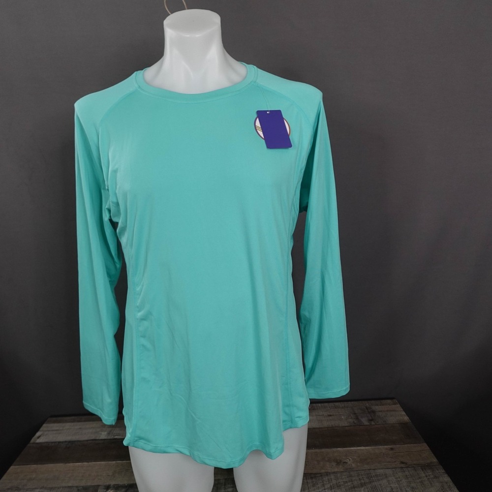 Mens Base Layer Shirt XL Teal UPF 50+ UV Block Fishing Outdoors Athletic NEW